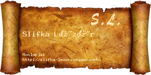 Slifka Lázár névjegykártya
